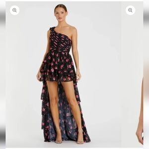 Mac Duggal Black and Pink High Low Dress